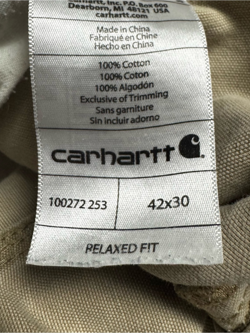 Carhartt (100272253) Relaxed Fit Straight Leg Rigby Cargo Pant In Khaki 42x30 - Picture 5 of 11